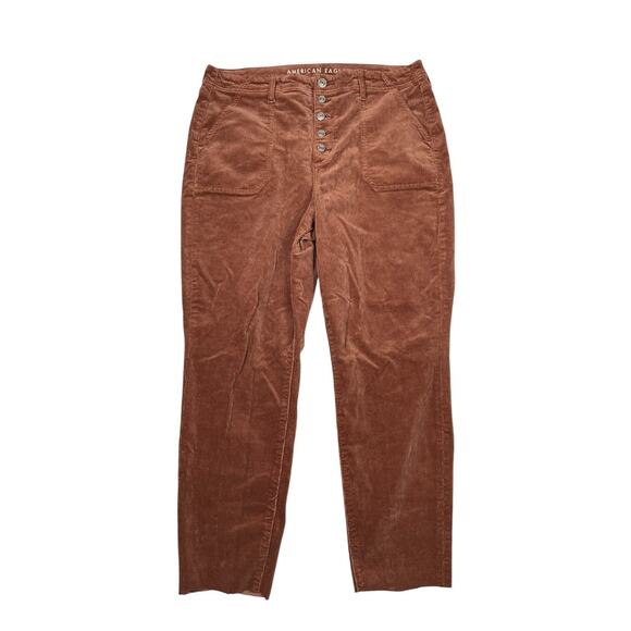 American Eagle AE Curvy Hi-Rise Jegging Corduroy Jeans Stretch FLAW Brown 16S - Picture 1 of 6
